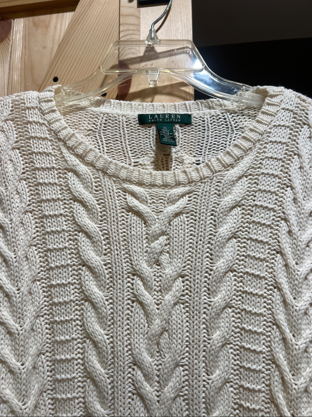 Ralph Lauren Cream Cable-Knit Crewneck Sweater size x large - Picture 3 of 12